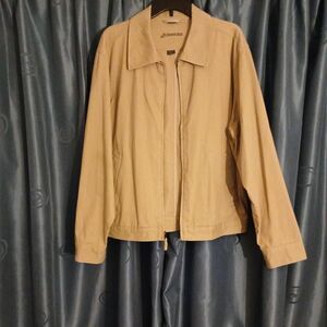 Vintage 100% Cotton 'St. John’s Bay' beige zip-front jacket